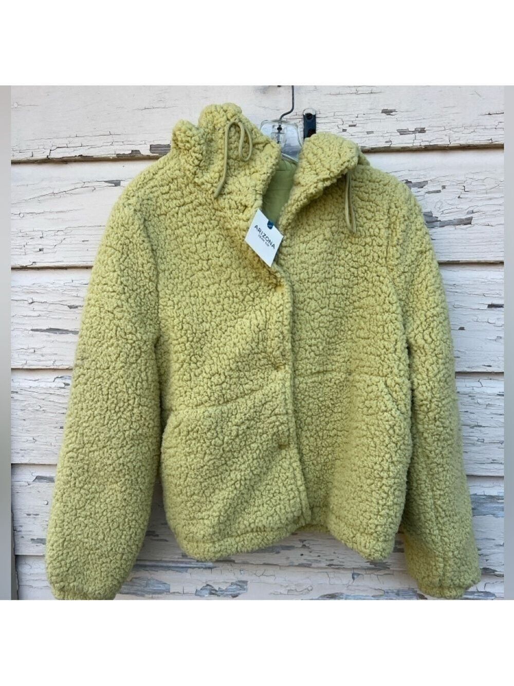 Arizona Transitional Cozy Shearling Faux Fur Teddy Coat Jacket Hoodie NWT XS
